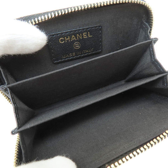 CHANEL Card Case Calfskin black Mademoiselle Gold Metal
