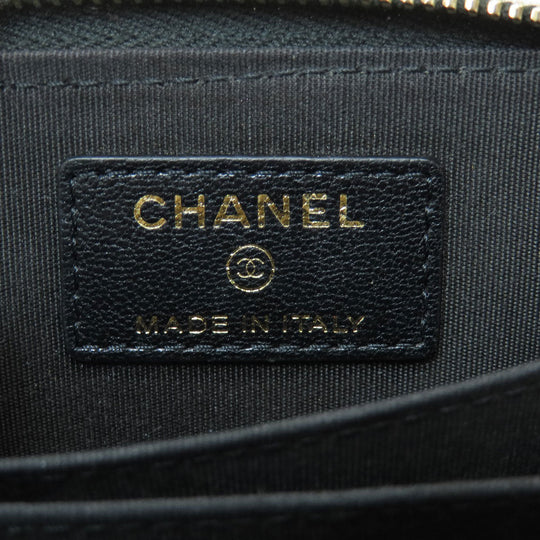 CHANEL Card Case Calfskin black Mademoiselle Gold Metal