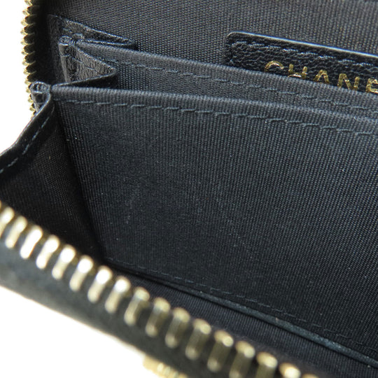 CHANEL Card Case Calfskin black Mademoiselle Gold Metal