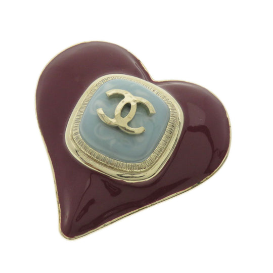 CHANEL Brooch Gold Plated Red COCO Mark Women Used Authentic
