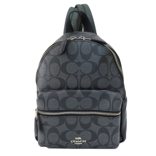 COACH Backpack F58315 PVC, Leather black Signature Women Used Authentic
