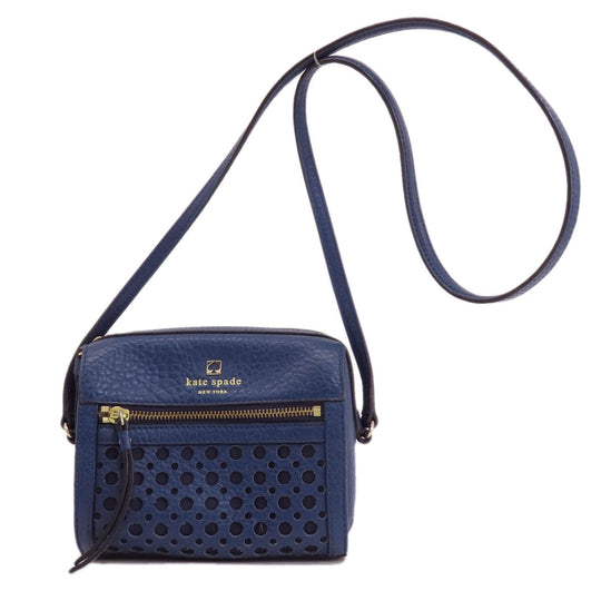 Kate Spade Shoulder Bag leather Navy logo Women Used Authentic