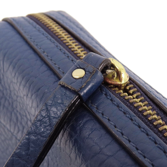 Kate Spade Shoulder Bag leather Navy logo Women Used Authentic