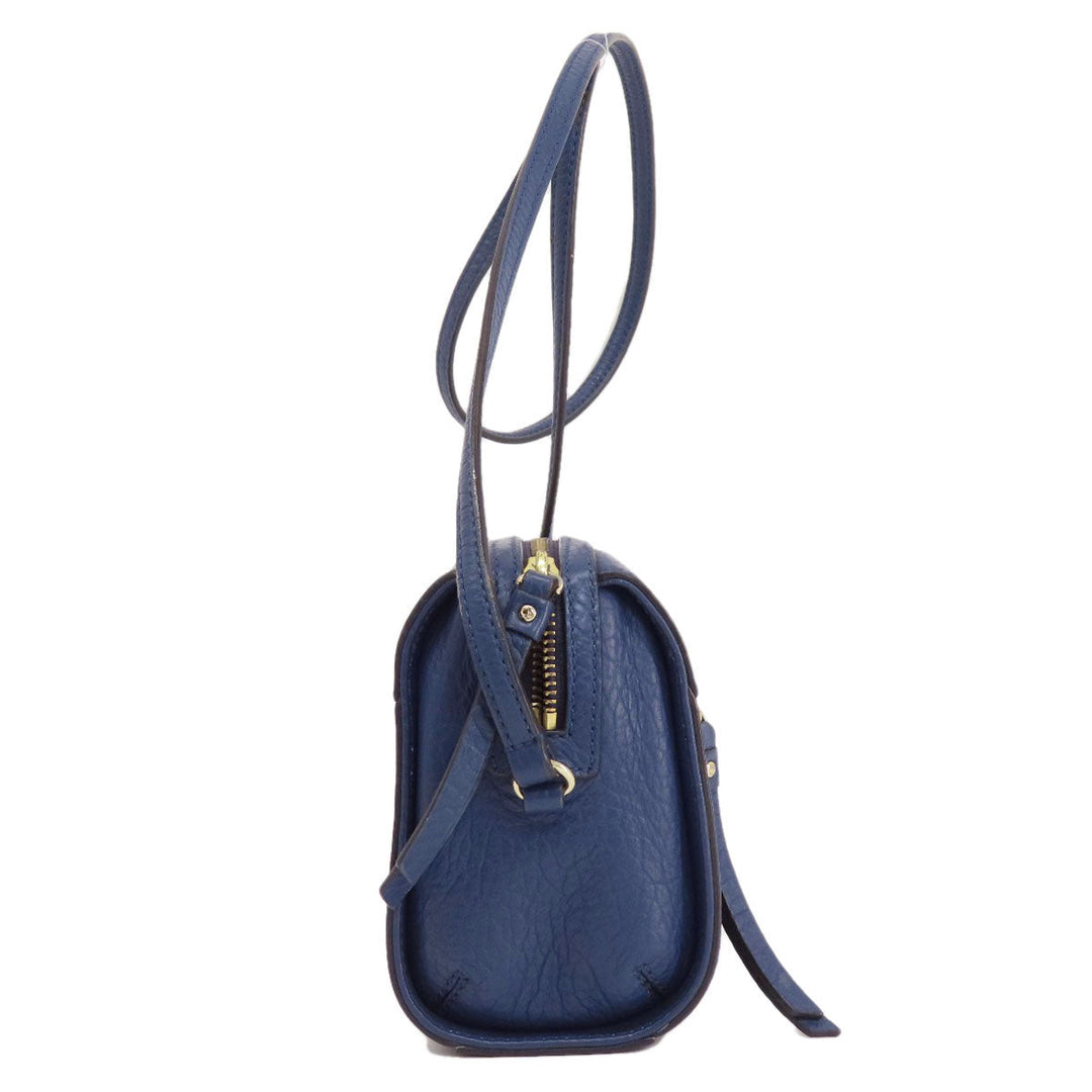 Kate Spade Shoulder Bag leather Navy logo Women Used Authentic