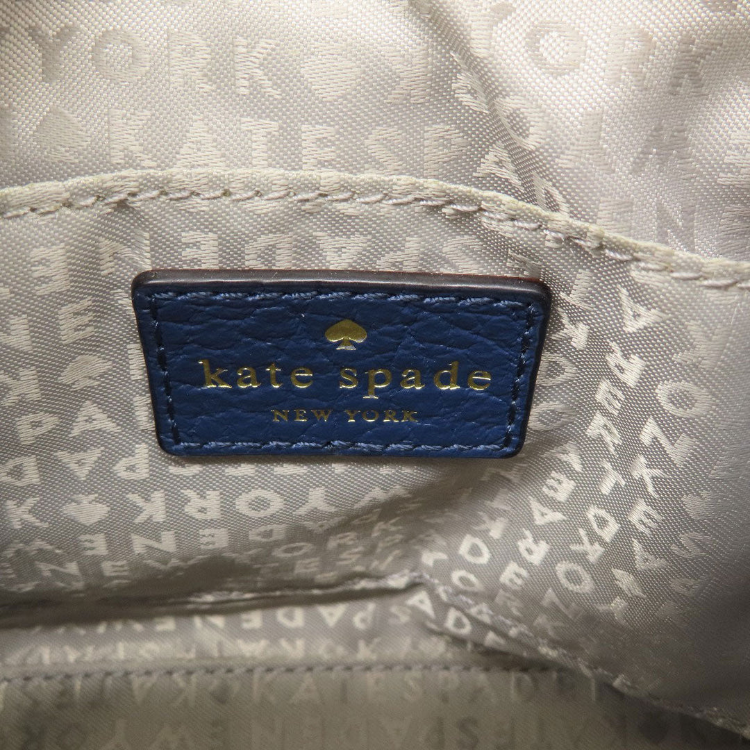 Kate Spade Shoulder Bag leather Navy logo Women Used Authentic