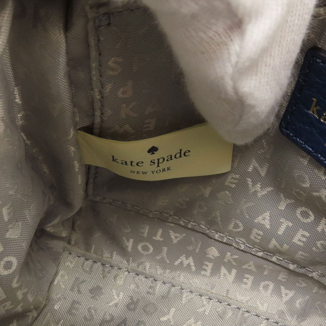 Kate Spade Shoulder Bag leather Navy logo Women Used Authentic
