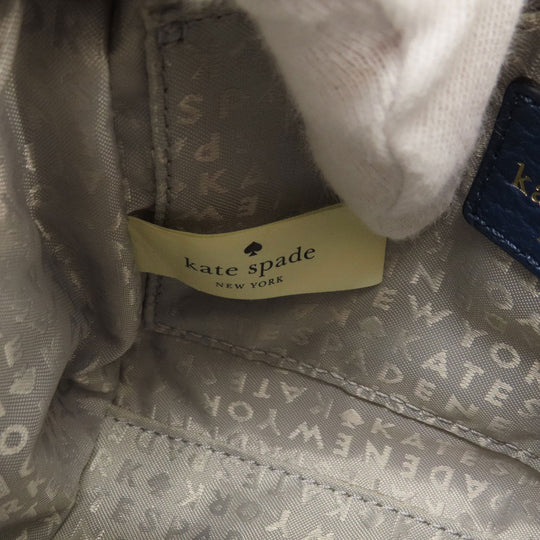 Kate Spade Shoulder Bag leather Navy logo Women Used Authentic