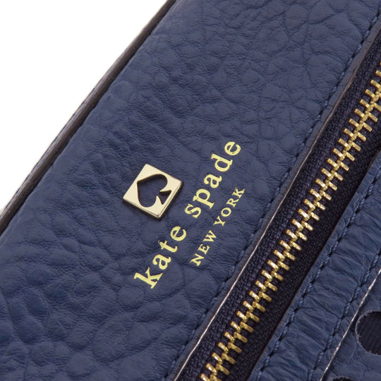Kate Spade Shoulder Bag leather Navy logo Women Used Authentic