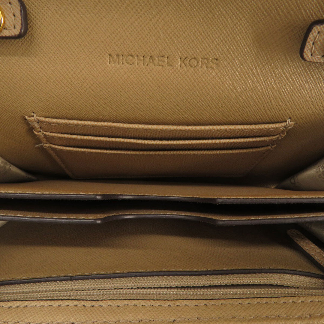 MICHAEL KORS Long Wallet Purse PVC Brown Chain wallet Women Used Authentic
