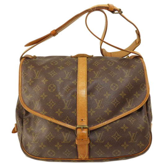 LOUIS VUITTON Shoulder Bag M42254 Monogram canvas Brown Saumur L Monogram Women Used Authentic