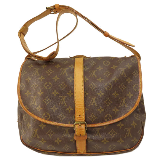 LOUIS VUITTON Shoulder Bag M42254 Monogram canvas Brown Saumur L Monogram Women Used Authentic