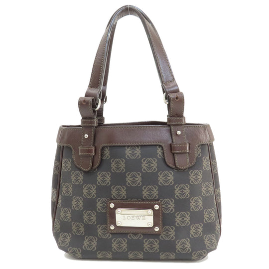 LOEWE Handbag Coated canvas Brown anagram Women Used Authentic