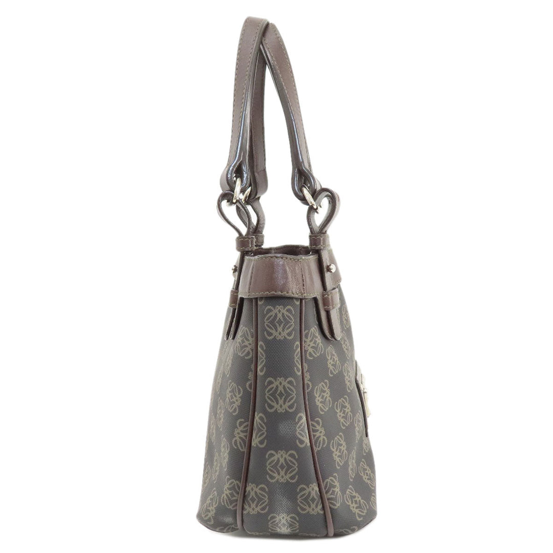 LOEWE Handbag Coated canvas Brown anagram Women Used Authentic