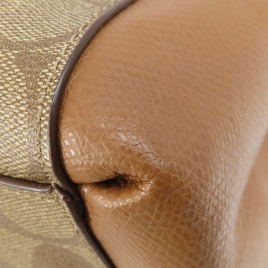 COACH Handbag F57273 PVC Brown Signature 2WAY Women Used Authentic