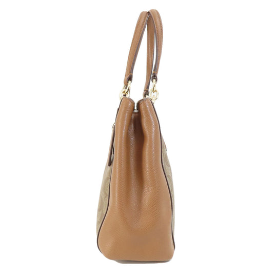 COACH Handbag F57273 PVC Brown Signature 2WAY Women Used Authentic