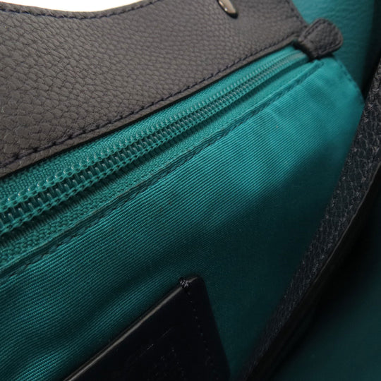 COACH Tote Bag 58849 leather Navy logoMetal Women Used Authentic