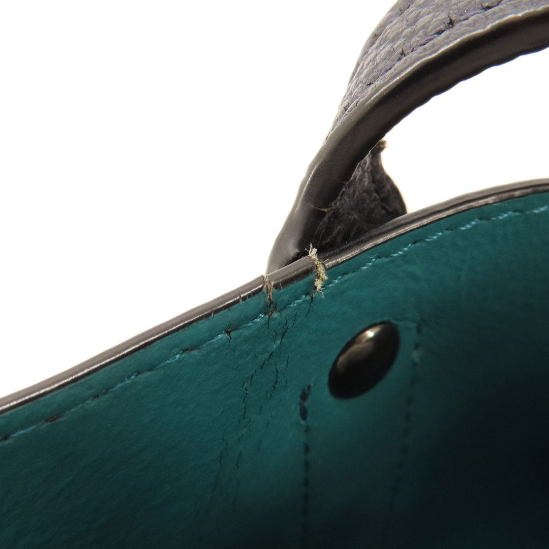 COACH Tote Bag 58849 leather Navy logoMetal Women Used Authentic