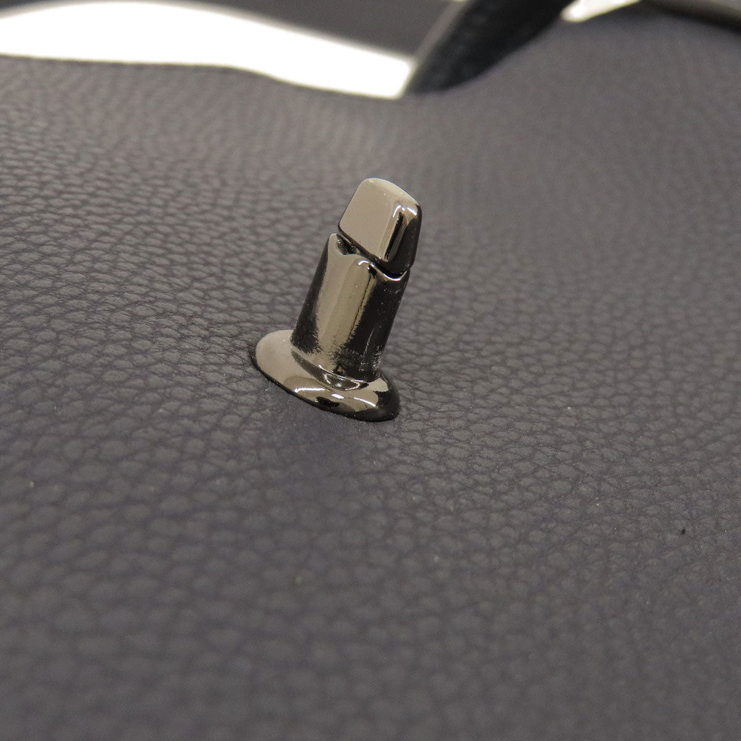 COACH Tote Bag 58849 leather Navy logoMetal Women Used Authentic