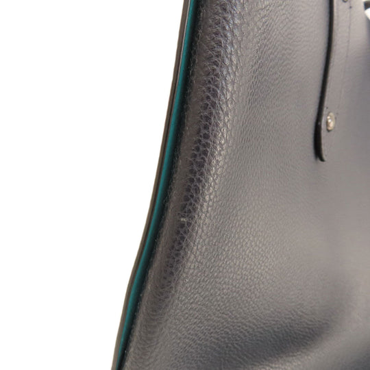 COACH Tote Bag 58849 leather Navy logoMetal Women Used Authentic