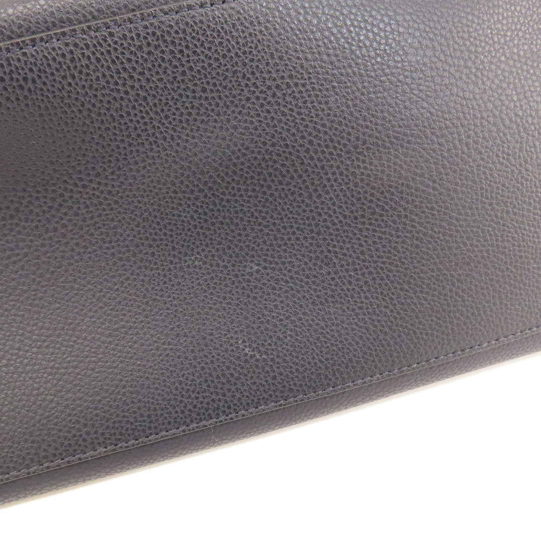 COACH Tote Bag 58849 leather Navy logoMetal Women Used Authentic