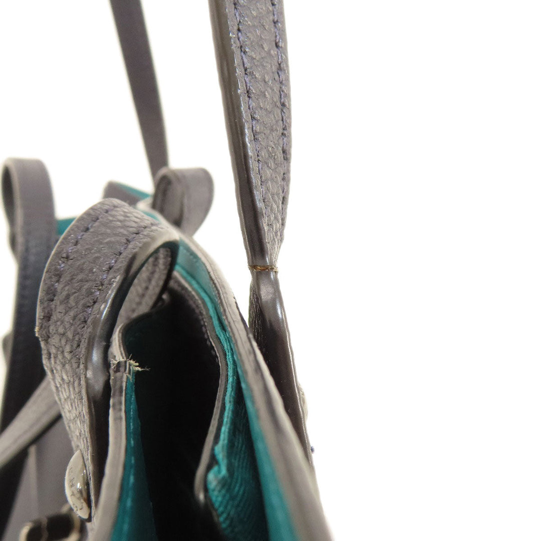 COACH Tote Bag 58849 leather Navy logoMetal Women Used Authentic