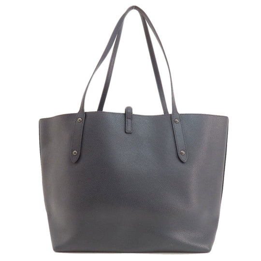 COACH Tote Bag 58849 leather Navy logoMetal Women Used Authentic