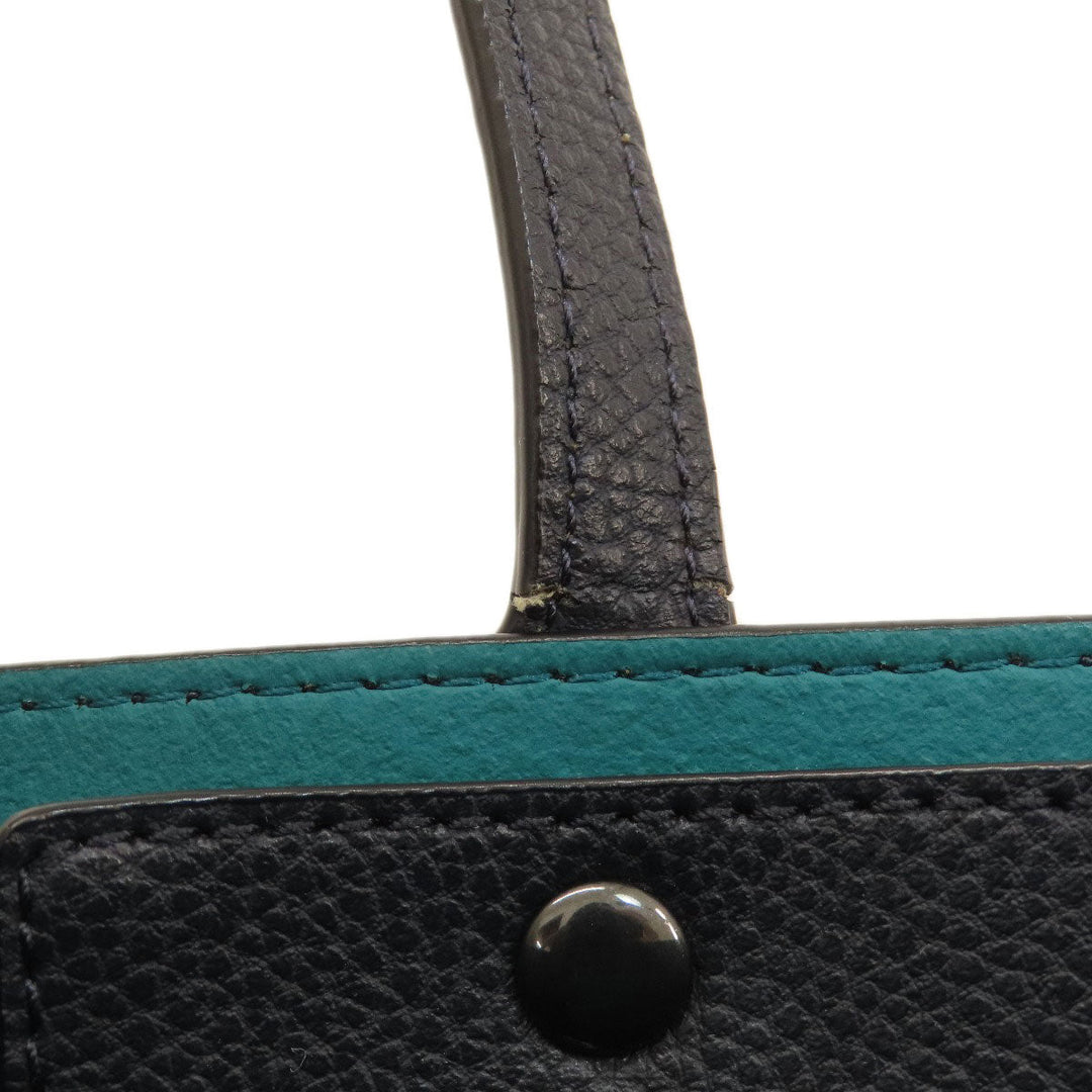 COACH Tote Bag 58849 leather Navy logoMetal Women Used Authentic