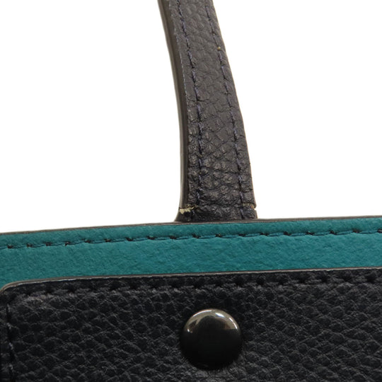 COACH Tote Bag 58849 leather Navy logoMetal Women Used Authentic