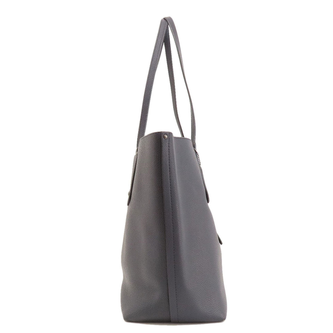 COACH Tote Bag 58849 leather Navy logoMetal Women Used Authentic