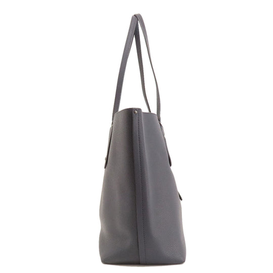 COACH Tote Bag 58849 leather Navy logoMetal Women Used Authentic