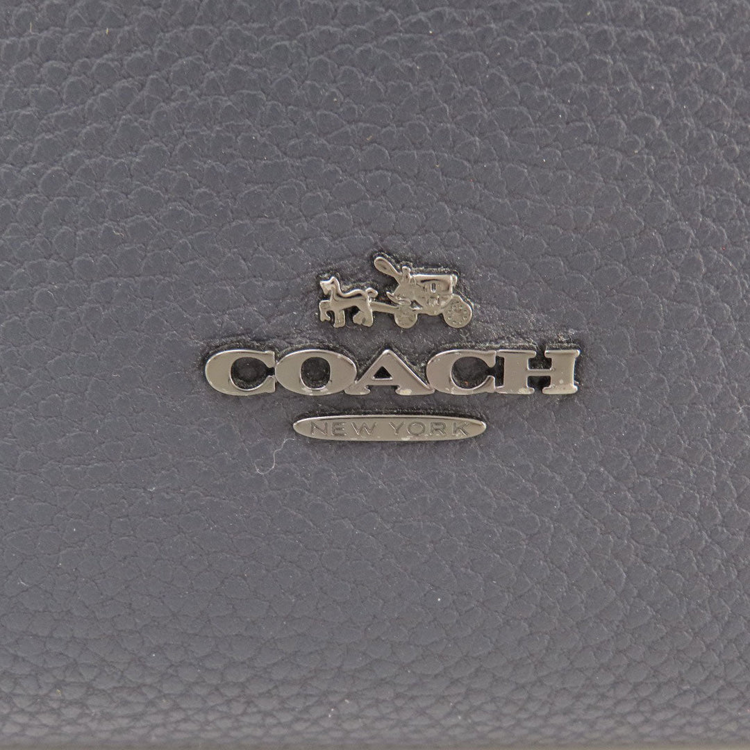 COACH Tote Bag 58849 leather Navy logoMetal Women Used Authentic