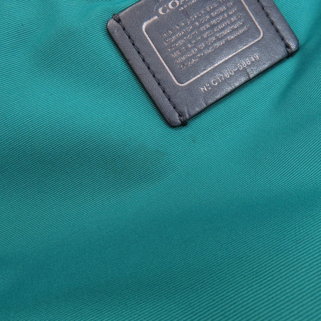 COACH Tote Bag 58849 leather Navy logoMetal Women Used Authentic