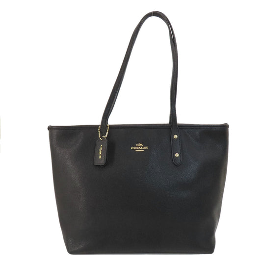 COACH Tote Bag F58846 leather black logo Women Used Authentic