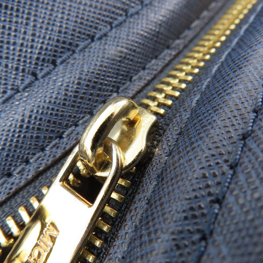 MICHAEL KORS Shoulder Bag leather Navy Studs Women Used Authentic