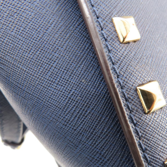 MICHAEL KORS Shoulder Bag leather Navy Studs Women Used Authentic