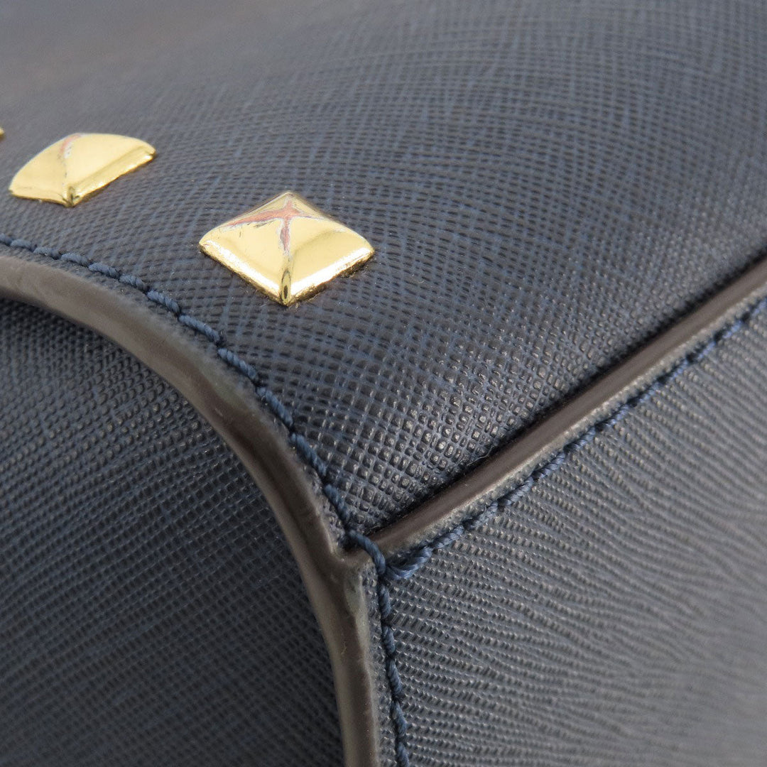 MICHAEL KORS Shoulder Bag leather Navy Studs Women Used Authentic
