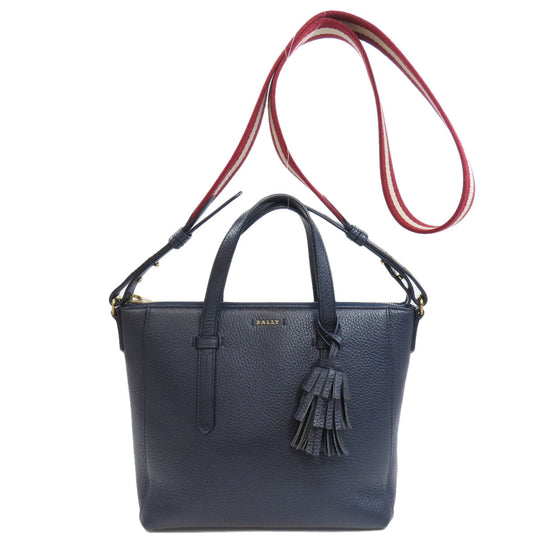 BALLY Tote Bag leather Navy Barry Stripe 2WAY mens(Unisex) Used Authentic