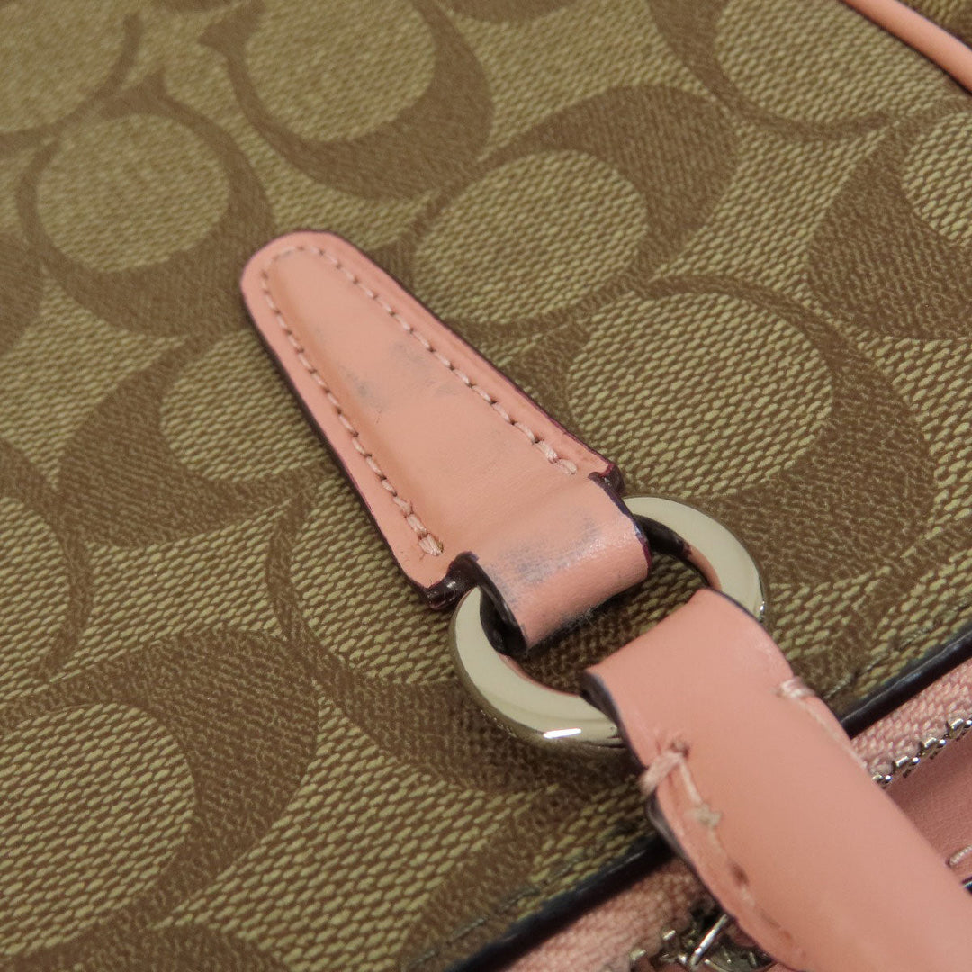 COACH Handbag F67027 PVC Brown Signature 2WAY Women Used Authentic