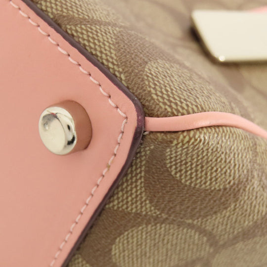 COACH Handbag F67027 PVC Brown Signature 2WAY Women Used Authentic