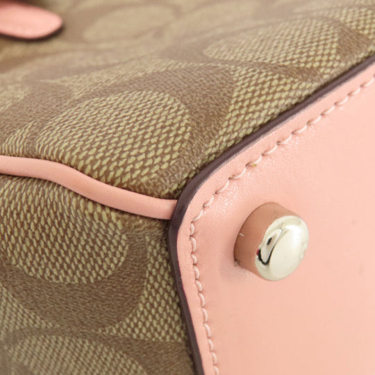 COACH Handbag F67027 PVC Brown Signature 2WAY Women Used Authentic