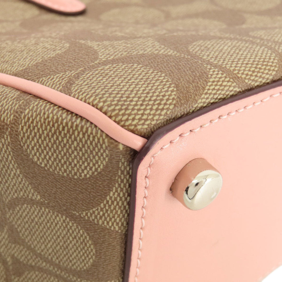 COACH Handbag F67027 PVC Brown Signature 2WAY Women Used Authentic