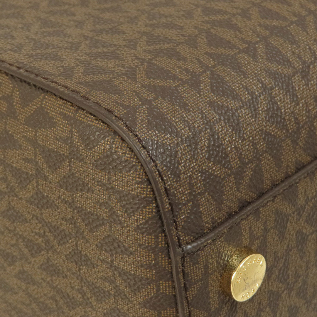 MICHAEL KORS Boston Duffel bag Coated canvas Brown Mini Boston MK Signature 2WAY