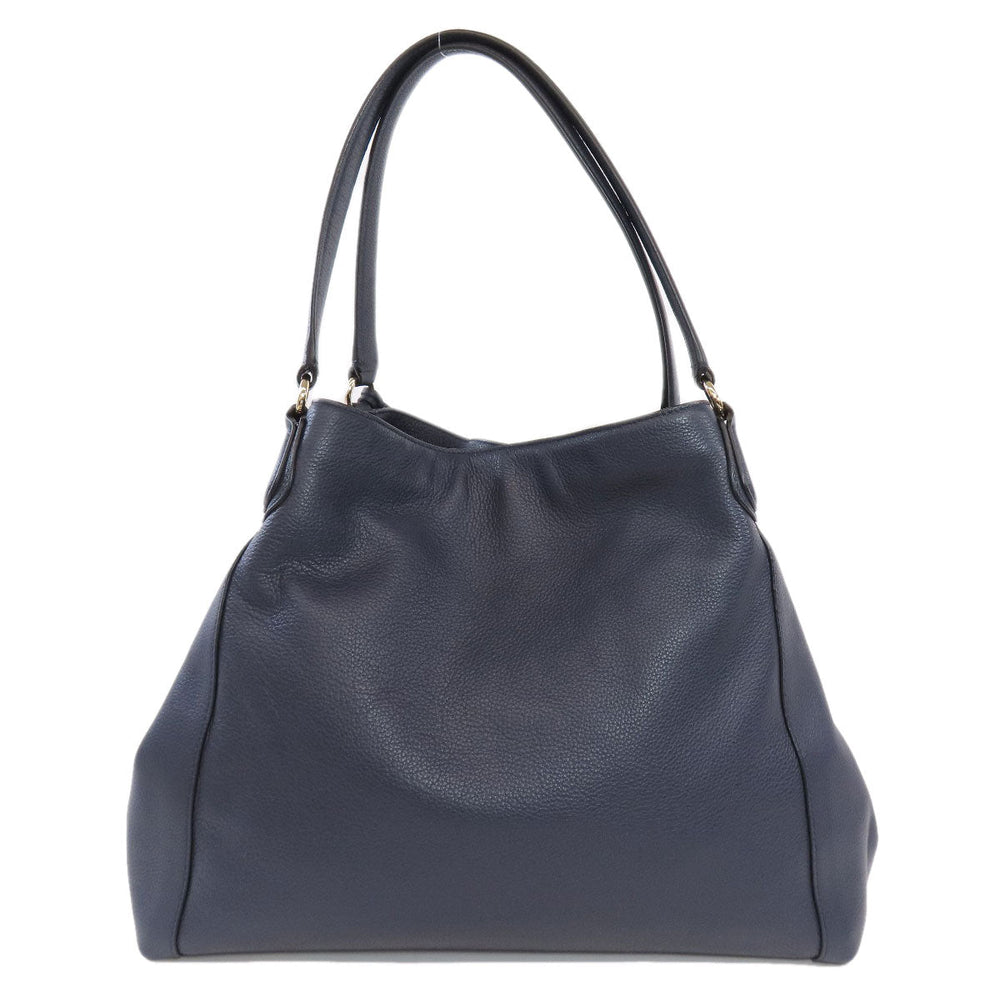 COACH Tote Bag 33547 leather Navy logo Women Used Authentic