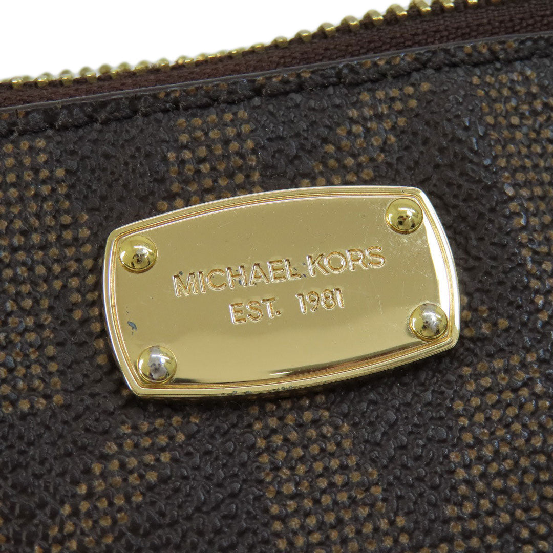 MICHAEL KORS Handbag PVC Brown MK Signature 2WAY Women Used Authentic
