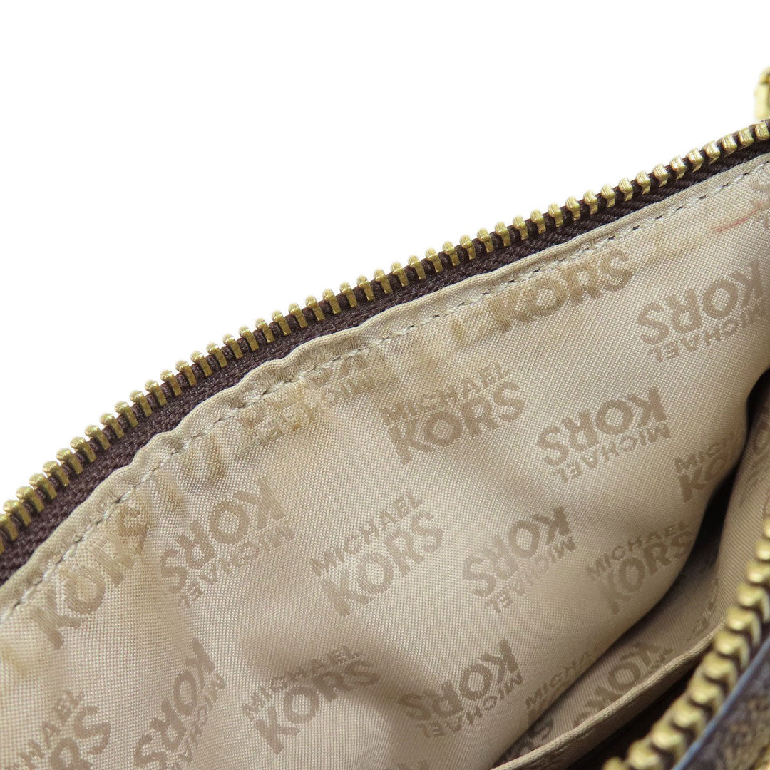 MICHAEL KORS Handbag PVC Brown MK Signature 2WAY Women Used Authentic