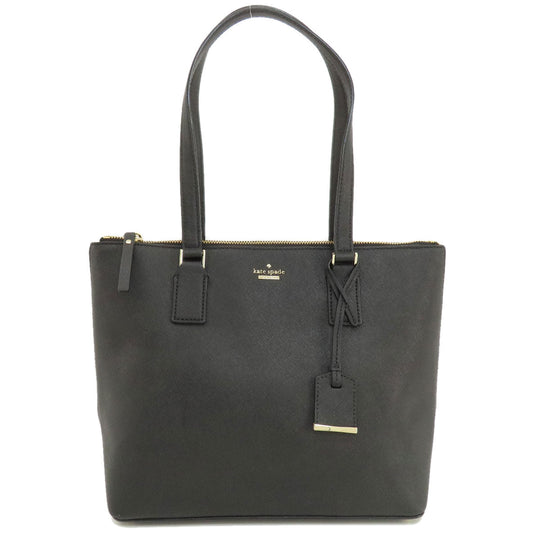Kate Spade Tote Bag leather black logo Women Used Authentic
