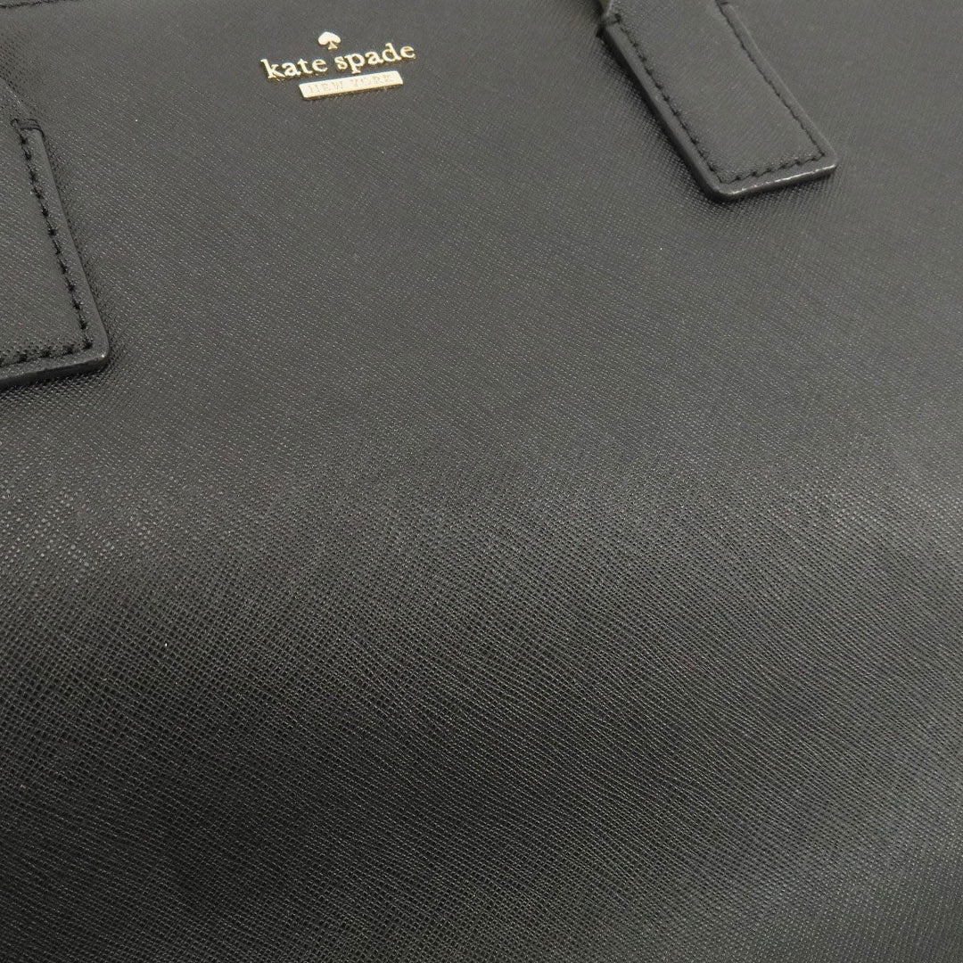 Kate Spade Tote Bag leather black logo Women Used Authentic