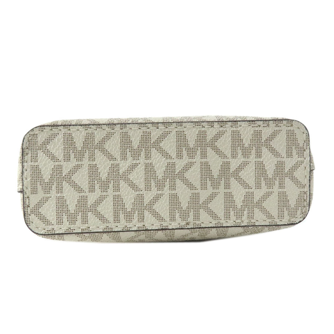MICHAEL KORS Shoulder Bag Coated canvas, leather white Pochette MK signature Women Used Authentic