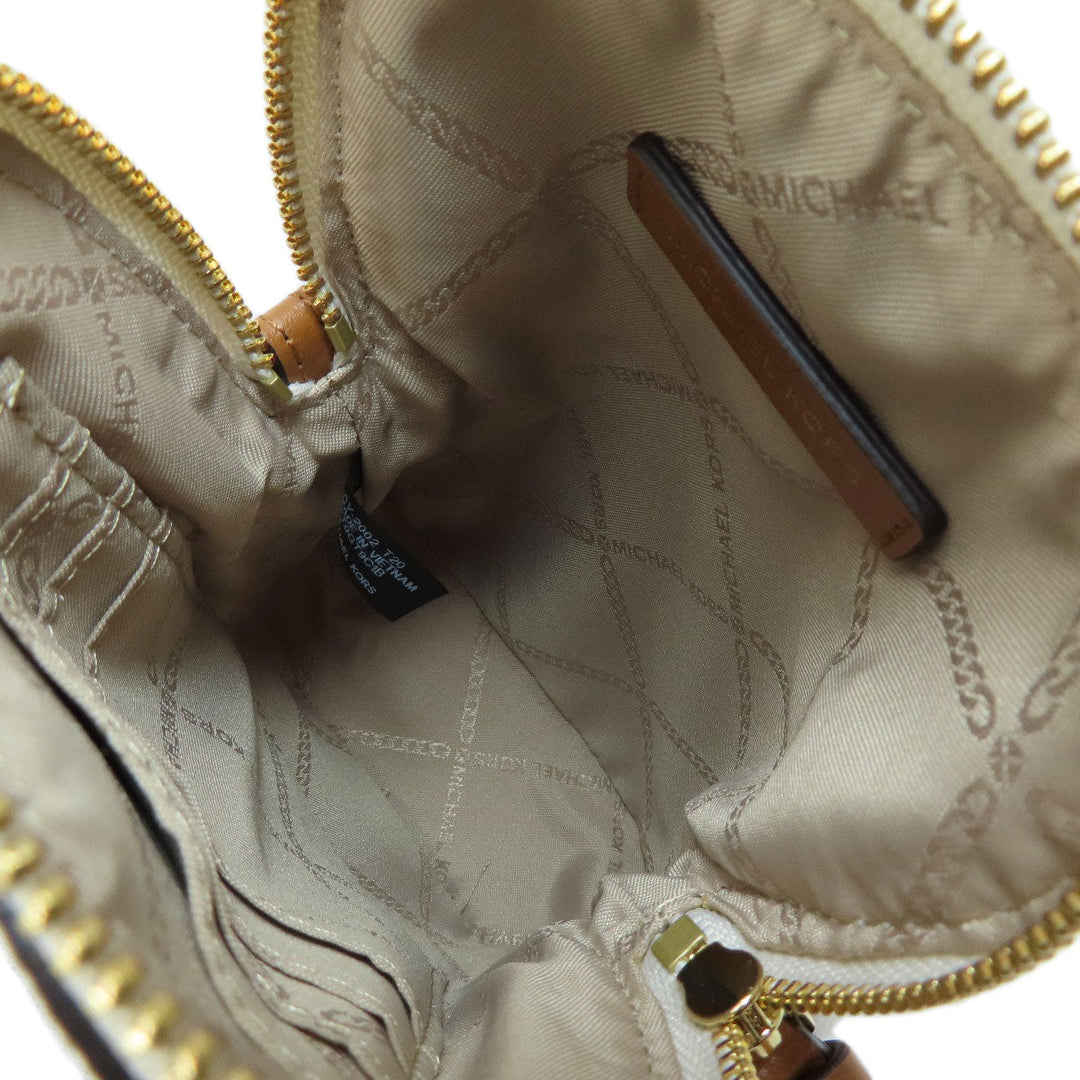 MICHAEL KORS Shoulder Bag Coated canvas, leather white Pochette MK signature Women Used Authentic