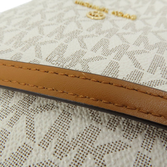 MICHAEL KORS Shoulder Bag Coated canvas, leather white Pochette MK signature Women Used Authentic